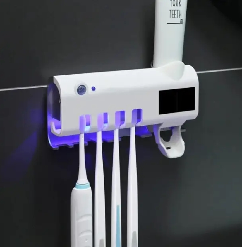 Автоматический диспенсер-стерилизатор для зубных щеток Toothbrush Sterilizer NJ-244, UV-дезинфекция, аккумулятор